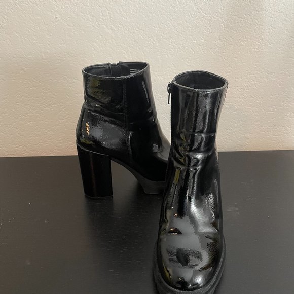 Steve Madden Vintage black patent chunky heeled ankle boots Black 9 - Picture 5 of 12